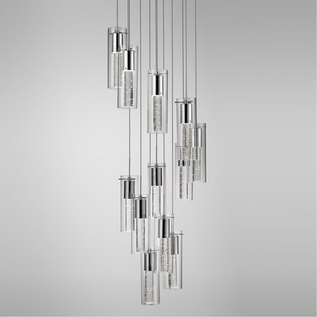 Kuzco Lighting Twelve Led Pendant w/Encased Crystal Bubbles In Glass Shade On Chrome PD4412-CH